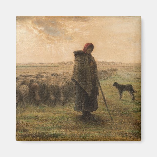 Jean-Francois Millet - Hirdess and Flock 1865 Magnet (Vorne)