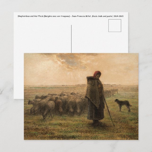 Jean-Francois Millet - Hirdess and Flock 1865 Postkarte (Vorne/Hinten)