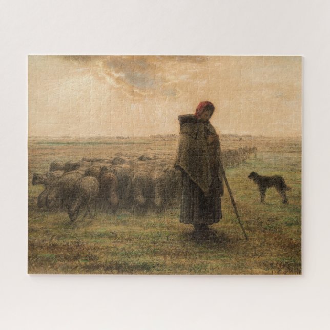 Jean-Francois Millet - Hirdess and Flock 1865 Puzzle (Horizontal)
