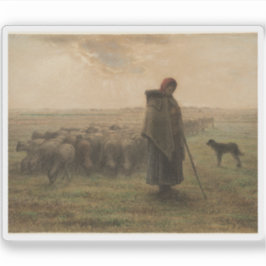 Jean-François Millet - Schäferin und ihre Flock Aufkleber