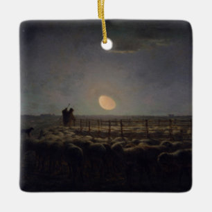 Jean-Francois Millet - Sheepfold, Mondlicht 1860 Keramikornament