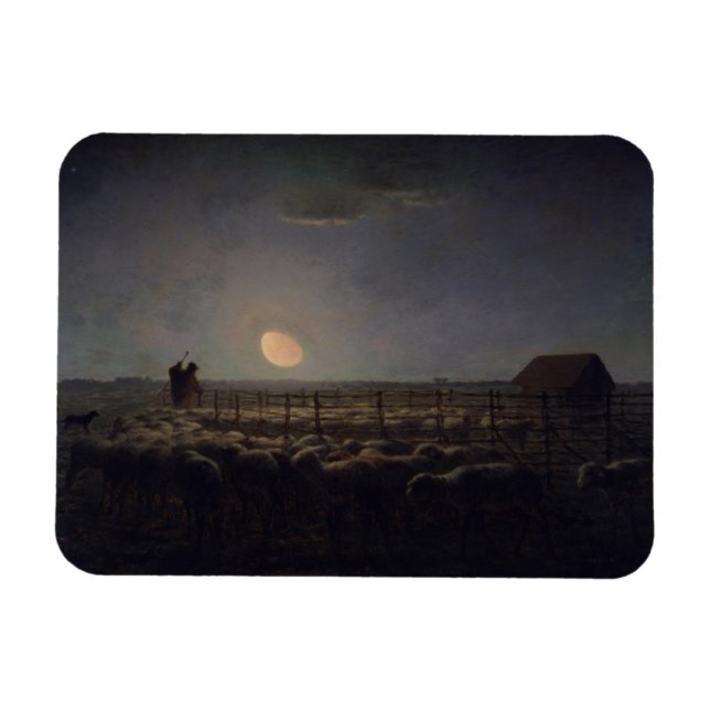 Jean-Francois Millet - Sheepfold, Mondlicht 1860 Magnet (Horizontal)