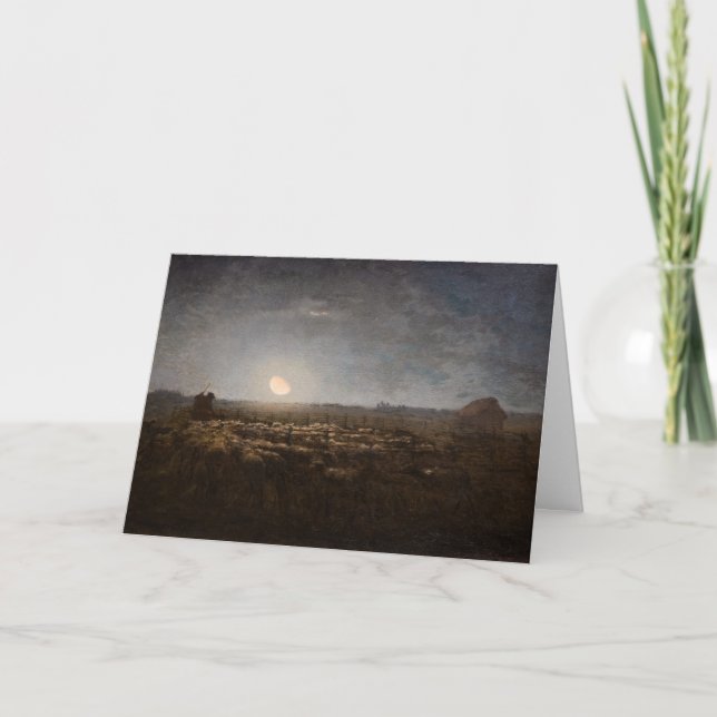 Jean-Francois Millet - Sheepfold, Mondlicht 1872 Karte (Vorderseite)