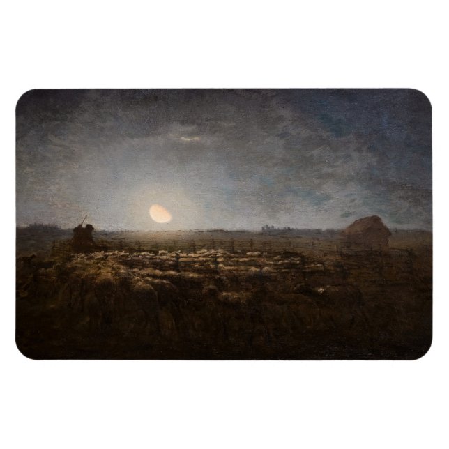 Jean-Francois Millet - Sheepfold, Mondlicht 1872 Magnet (Horizontal)