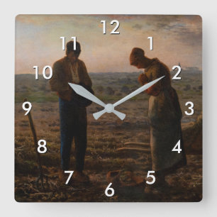 Jean-Francois Millet - The Angelus Quadratische Wanduhr