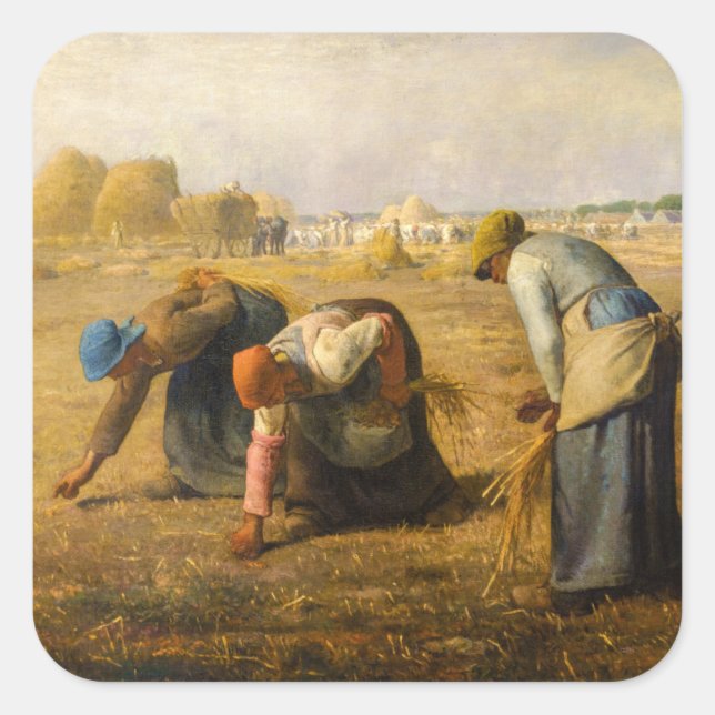 Jean-Francois Millet - The Gleaners Quadratischer Aufkleber (Vorderseite)