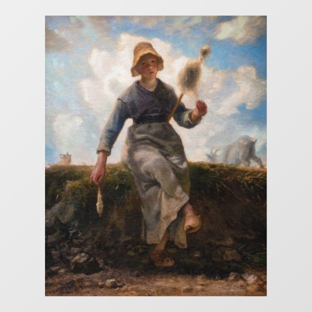Jean-Francois Millet - The Spinner Girl Fensteraufkleber (Blatt)