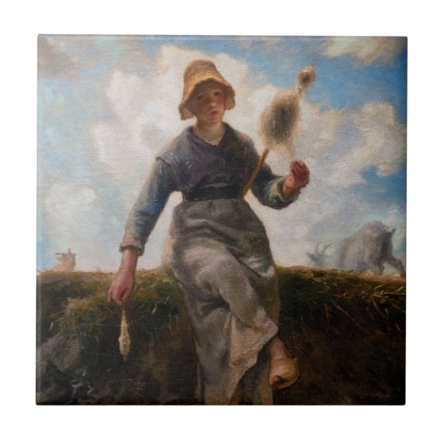 Jean-Francois Millet - The Spinner Girl Fliese (Vorderseite)