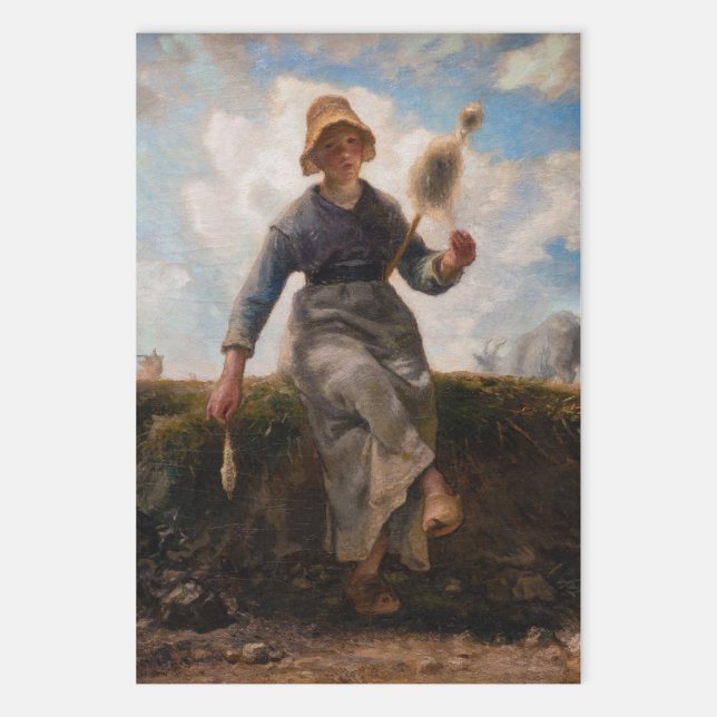 Jean-Francois Millet - The Spinner Girl Geschenkpapier Set (Von Creator hochgeladen)