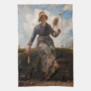 Jean-Francois Millet - The Spinner Girl Geschirrtuch