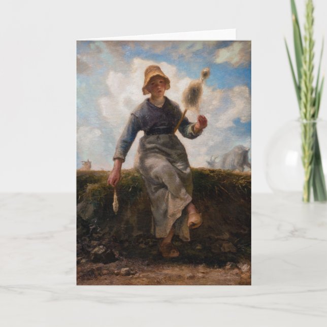 Jean-Francois Millet - The Spinner Girl Karte (Vorderseite)
