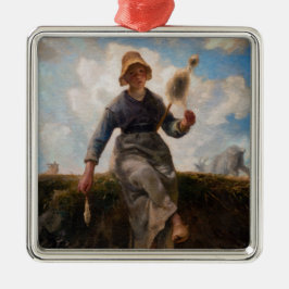 Jean-Francois Millet - The Spinner Girl Ornament Aus Metall