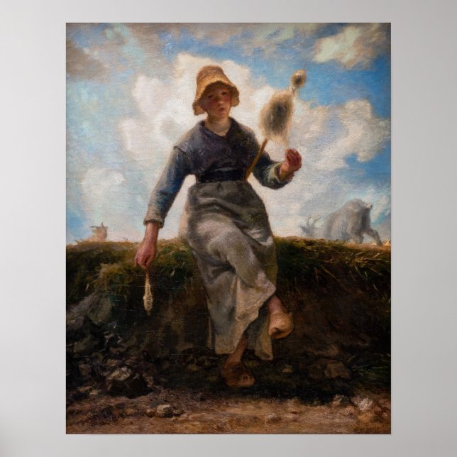 Jean-Francois Millet - The Spinner Girl Poster (Vorne)