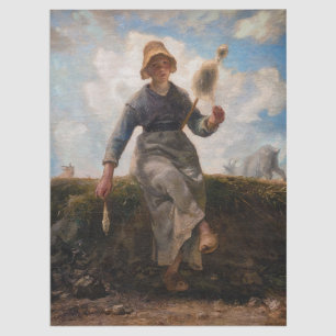 Jean-Francois Millet - The Spinner Girl Seidenpapier