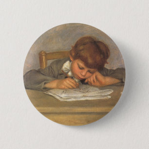 Jean, gezeichnet von Pierre Renoir, Vintage Fine A Button