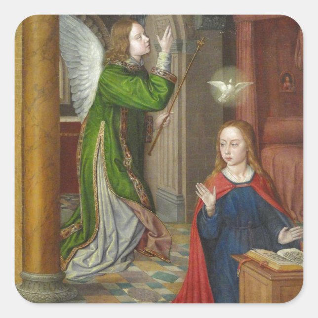 Jean Hey Annunciation Quadratischer Aufkleber (Vorderseite)