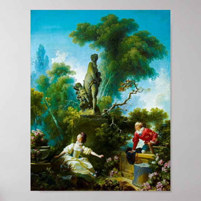 Jean-Honore Fragonard: Der Fortschritt der Liebe. Poster (Vorne)