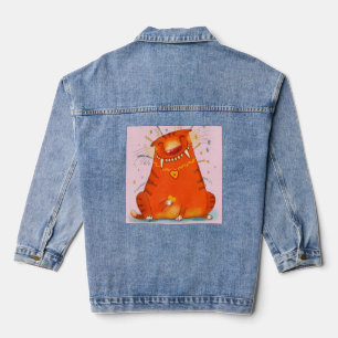 Jean Jacket mit Comical Orange Cat Jeansjacke
