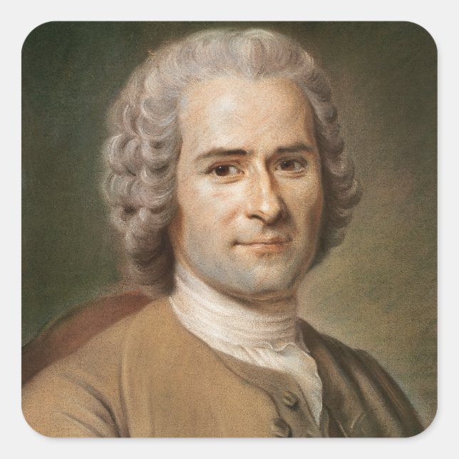 Jean-Jacques Rousseau nach 1753 Quadratischer Aufkleber (Vorderseite)