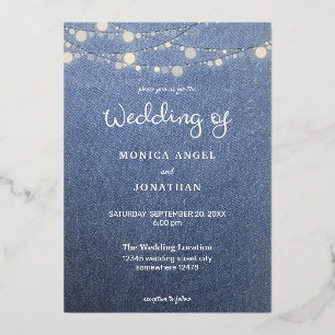 Jean Lace & String Lights Wedding Folieneinladung