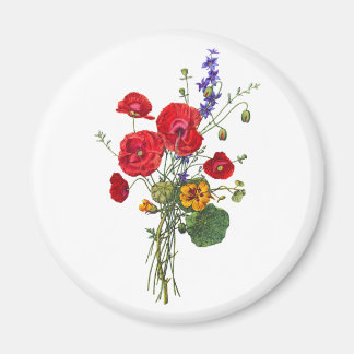 Jean Louis Prevost Bright Red Nasturtium Bouquet Magnet