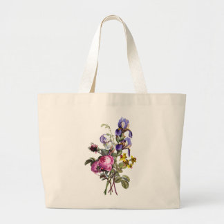 Jean Louis Prevost Cabbage Rose und Iris Bouquet Jumbo Stoffbeutel