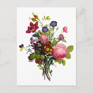 Jean Louis Prevost Rose und Pansy Bouquet Postkarte