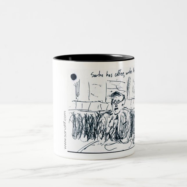Jean Paul Sartre 1 Zweifarbige Tasse (Mittel)