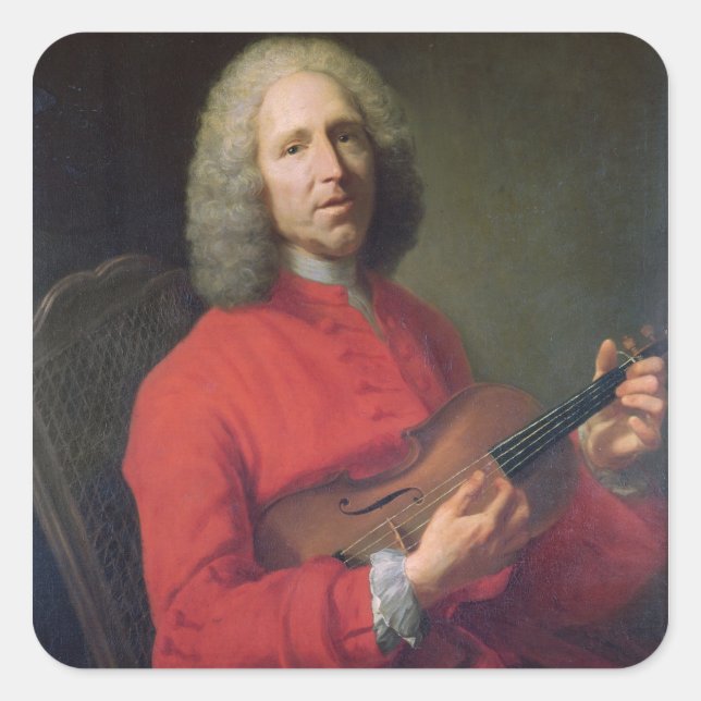 Jean-Philippe Rameau mit Violine Quadratischer Aufkleber (Vorderseite)