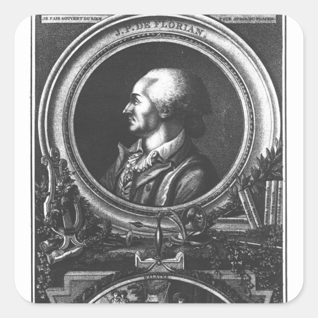 Jean-Pierre Claris de Florian Quadratischer Aufkleber (Vorderseite)