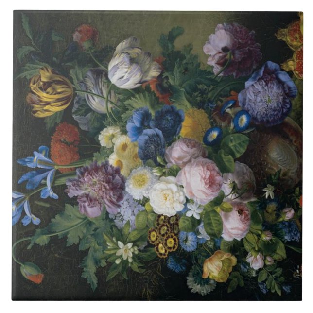 Jean-Pierre-Xavier Bidauld still life with Tulips Fliese (Vorderseite)