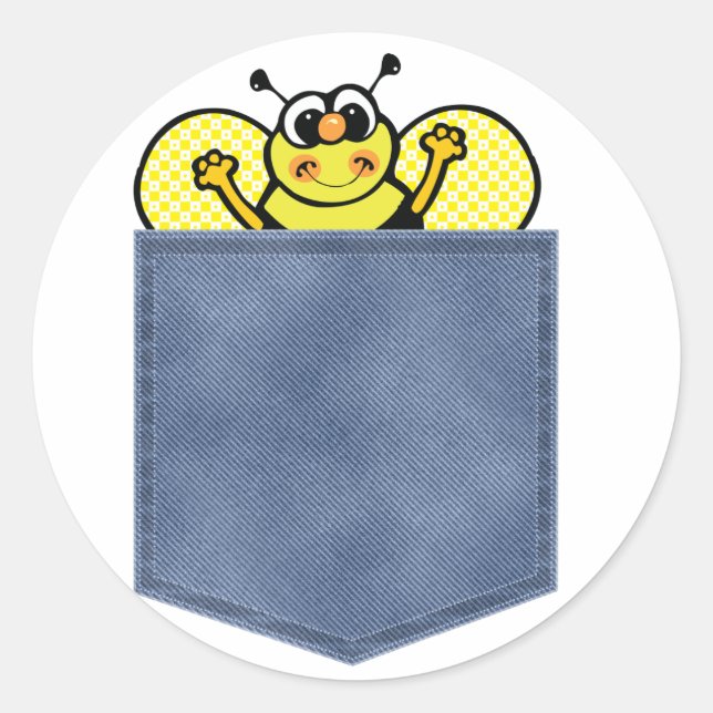Jean Pocket Bumble Bee Runder Aufkleber (Vorderseite)