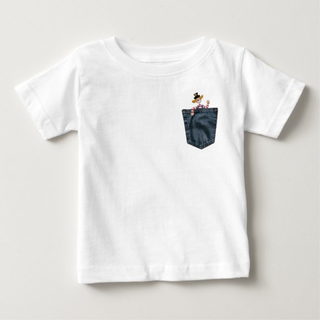 Jean Pocket Flüchtige Blick-a-boo Clown Baby T-shirt (Vorderseite)