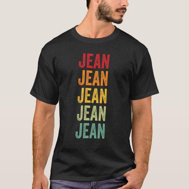 Jean-Rainbow-Wiederholung von Jean-Name-Text T-Shirt (Vorderseite)