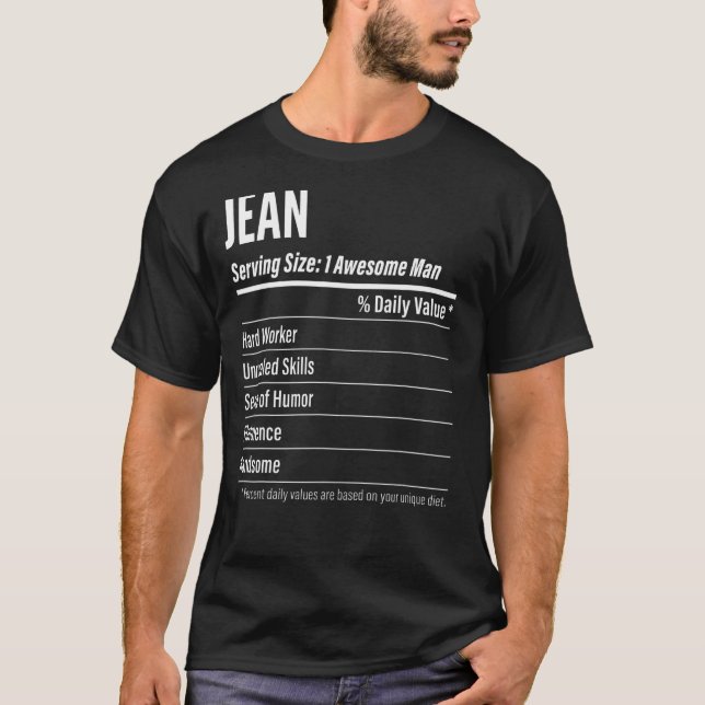 Jean Serving Size Nutrition Label Calories T-Shirt (Vorderseite)