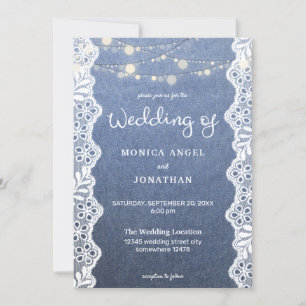 Jean-Spitze- und Lichterketten-Hochzeit Einladung