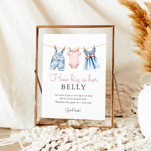 Jean Wie groß ist ihr Baby Shower Game Sign Poster