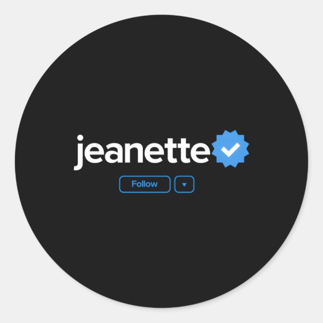 Jeanette First Name Verified Abzeichen Social Medi Runder Aufkleber (Vorderseite)