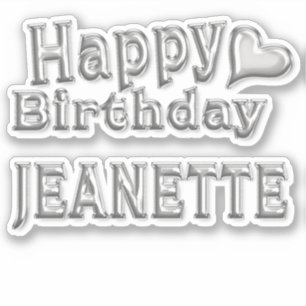 Jeanette Happy Birthday silver Aufkleber Sticker