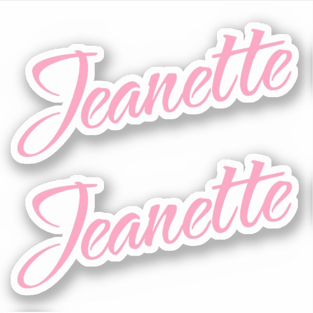 Jeanette Name in Pink x2 Aufkleber (Vorderseite)
