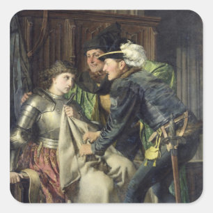 Jeanne d'Arc beleidigte in Gefängnis, 1866 Quadratischer Aufkleber