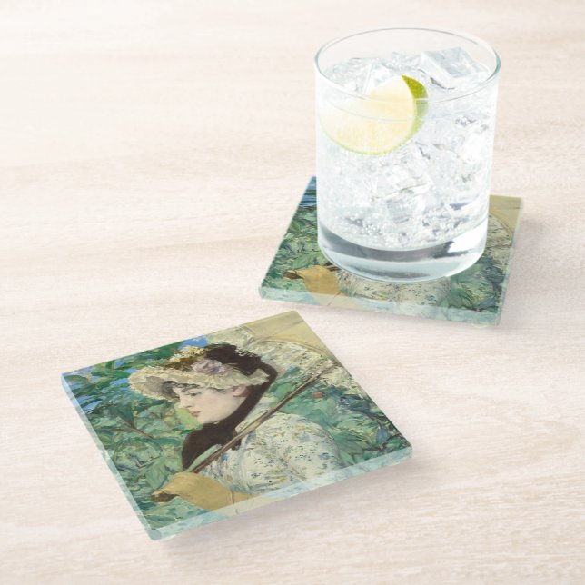 Jeanne (Frühjahr) Edouard Manet Glasuntersetzer (Schrägansicht)