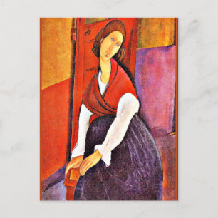 Jeanne Hebuterne in a Red Shawl von Modigliani Feiertagspostkarte