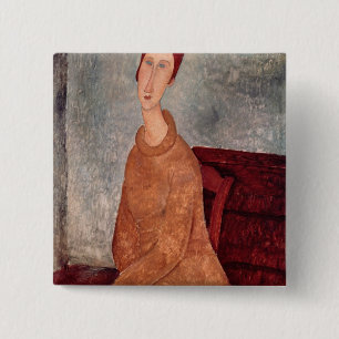Jeanne Hebuterne in einem gelben Pullover, 1918-19 Button