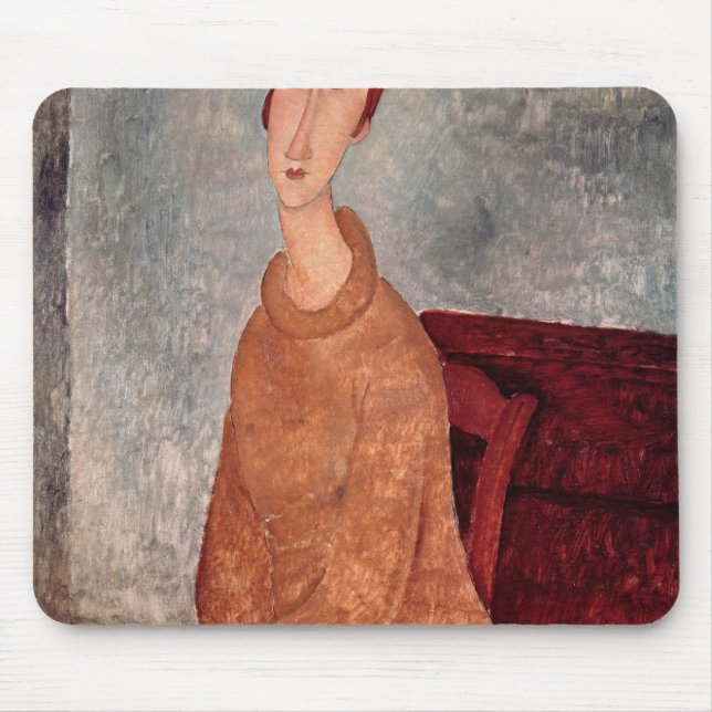 Jeanne Hebuterne in einem gelben Pullover, 1918-19 Mousepad (Vorne)