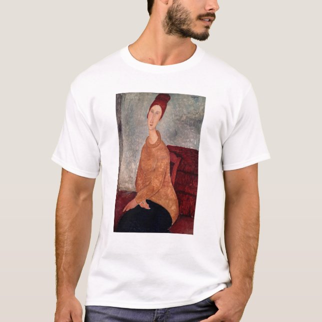 Jeanne Hebuterne in einem gelben Pullover, 1918-19 T-Shirt (Vorderseite)
