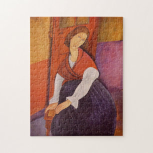 Jeanne Hebuterne in einem roten Schaf von Modiglia Puzzle