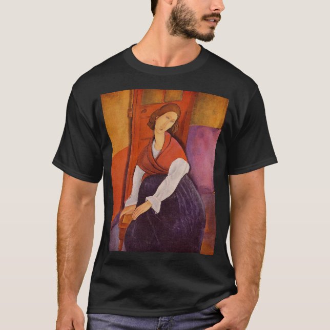 Jeanne Hebuterne in einem roten Schaf von Modiglia T-Shirt (Vorderseite)