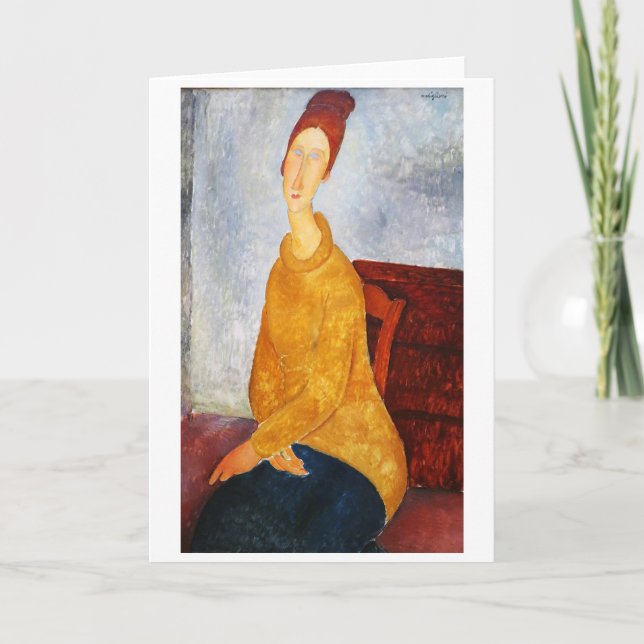 Jeanne Hebuterne in Yellow Sweater, Modigliani Karte (Vorderseite)