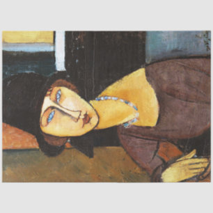 Jeanne Hebuterne mit Hut und Necklace, Modigliani Seidenpapier